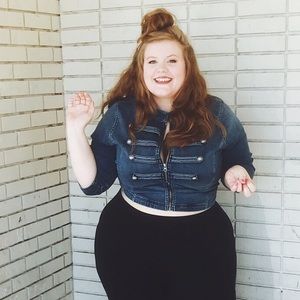 Cropped Jean Military Jacket